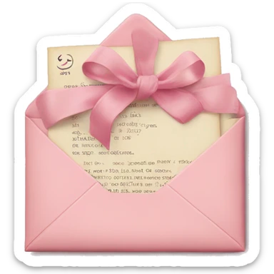 vintage love letters in envelope tied with a baby pink ribbon  sticker