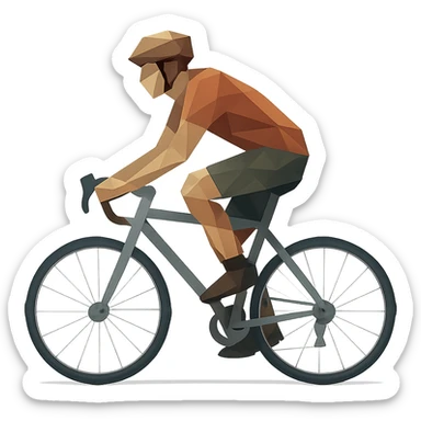 low-poly polygonal style person riding a bike sticker