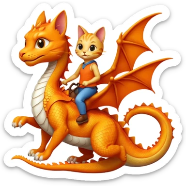 Cat on dragon sticker