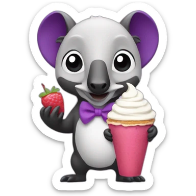 Purple anteater holding a parfait sticker