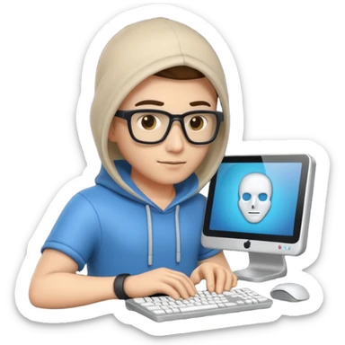 a 3d hacker with computer sticker