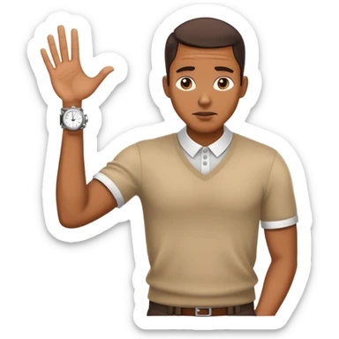African American shrugging with watch on  sticker