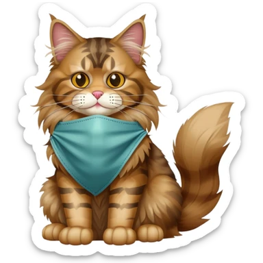 Maine Coon cat full body sitting with a mask sticker