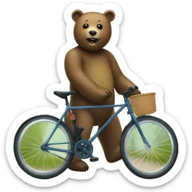 Bear with bycicle sticker