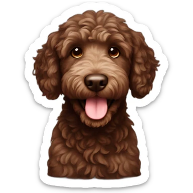 Chocolate mini labradoodle smilling sticker