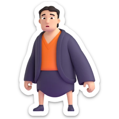 person with drooping shoulders and a guilty expression, showing avoidance of responsibility sticker