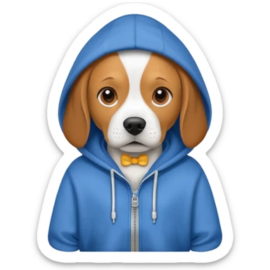 Beagle dog chilling with a hoodie sticker
