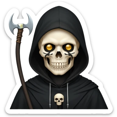 black hood skull scythe sticker