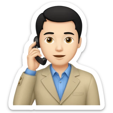 BLACK HAIR LIGHT SKIN MAN talking with her phone sticker