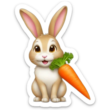 Lapin avec une carotte sticker