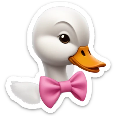Goose silly face pink bow pigtails on top of head wink sticker