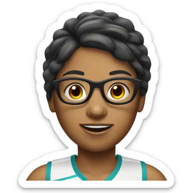 Tennis player female dark hair glasses  sticker