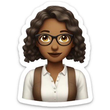 girl with glasses and wine sticker