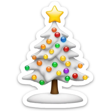 A white Christmas tree with multicolored lights sticker