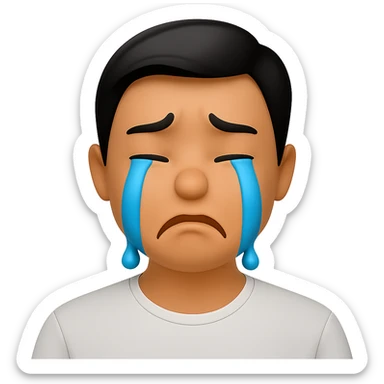 Make the background transparent while keeping the crying and sad expression unchanged. Preserve the original style and details of the image. sticker