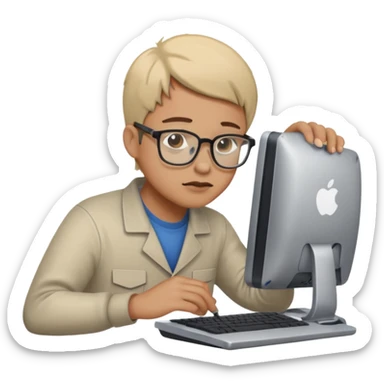 computer technician fixing damage computer sticker