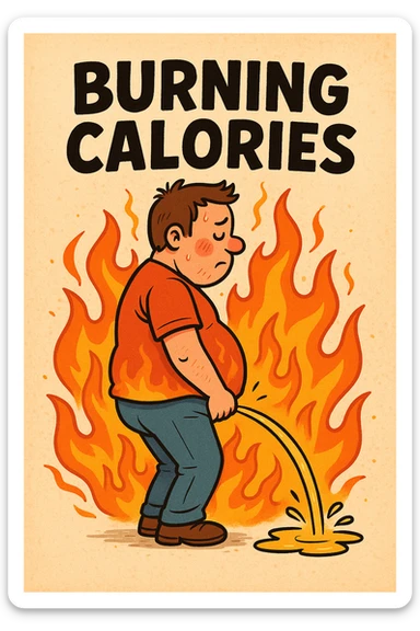 Uomo che fa Pipì, brucia calorie, come se fosse un termogenico  sticker