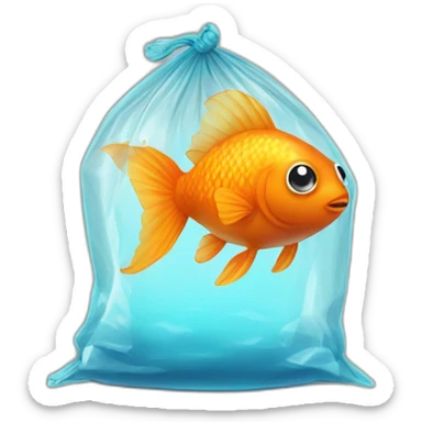 small cute orange fish in a plastic bag sticker