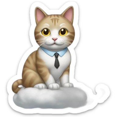 cat secretary sitting on top of the cloud sticker