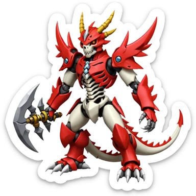 Anthro Digitigrade Cool Badass Skeletal Wargreymon-Guilmon-Pokémon-Digimon-Fakémon-fusion-hybrid-creature sticker