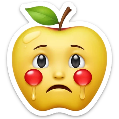 Yellow apple emoji crying for real sticker
