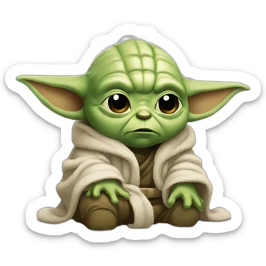 Crying yoda fluffy fat tears sticker