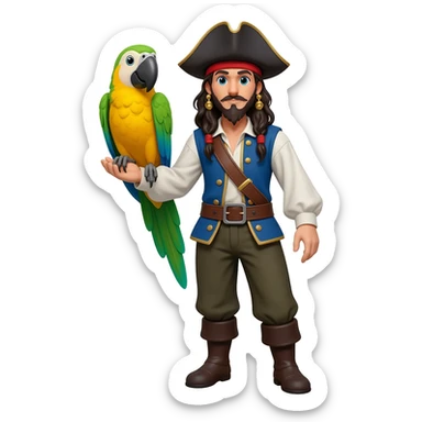 pirate and parrot sticker