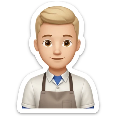 male barista portrait, head and shoulders only, wearing apron collar, holding a coffee cup, confident friendly expression, cafe worker vibe, 3D cartoon, mobile game icon style, clean background, no text, no watermark
 sticker