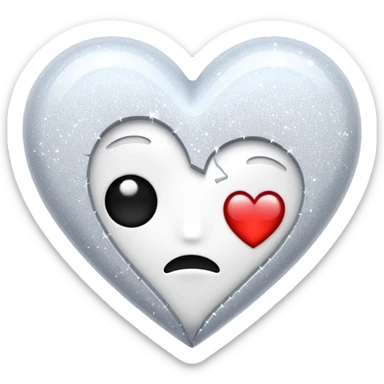 coração partido glitter branco sticker