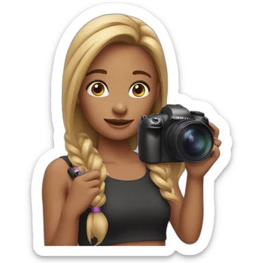 a girl filming herself for her social media sticker