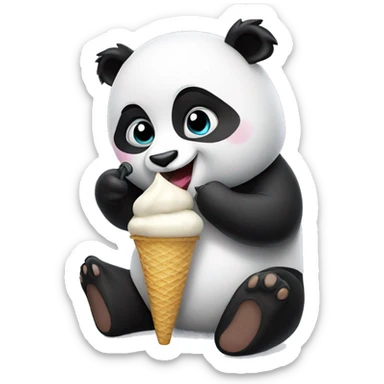Panda eating ice cream sticker