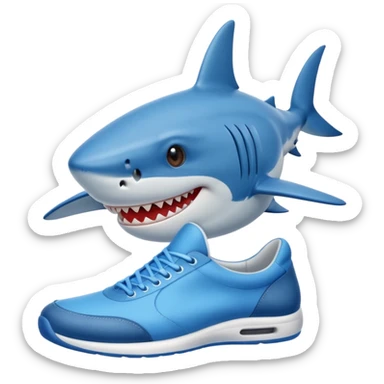 Shark emoji wearing shoes sticker