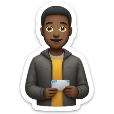 black man holding credit card sticker