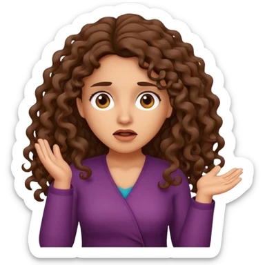 Latina woman with long curly hair shrugging confused  sticker