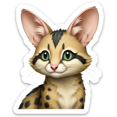 Dark-Green, black-pointed, soft natural realistic romantic vintage antique divine beautiful elegant pretty precious cute young youthful  Fakémon-Pokémon-opossum-feline-mouse-serval-caracal-chinchilla-Minccino-Cinccino-Meowstic-rodent-hybrid-creature with a big fluffy bushy tail (full body) sticker