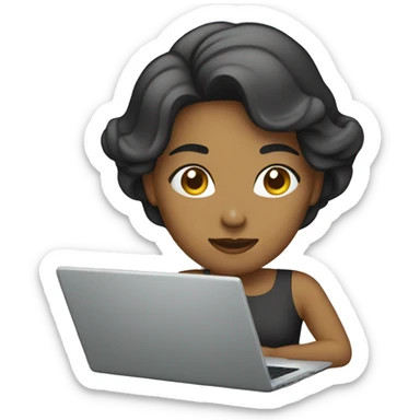 mujer editando en laptop  sticker