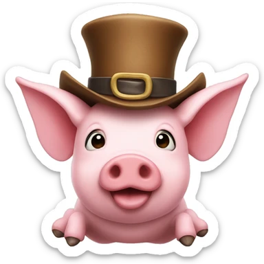 flying pig in a hat sticker