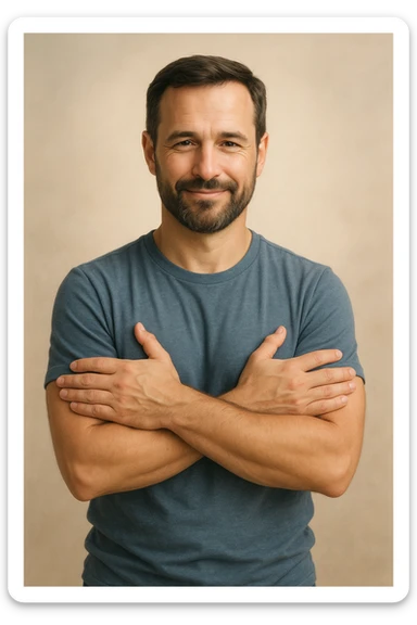 UOMO A BRACCIA CONSERTE CHE TRASMETTE PROTEZIONE PER LA SUA FAMIGLIA sticker