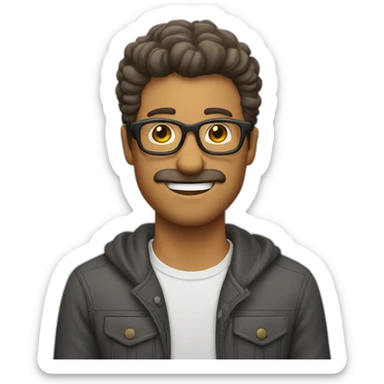 Hombre con gafas asustado pelo blanco sticker