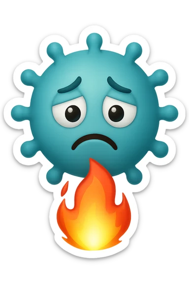 EMOJI STILE IPHONE 3D DI BATTERI INTESTINALI 3D CON ESPRESSIONE TRISTE  IN VOLTO MENTRE SOTTO DI LORO BRUCIA UNA FIAMMA, FAGLI ANCHE LA PARTE BIANCA DEGLI OCCHI, NON SOLO LA PUPILLA sticker