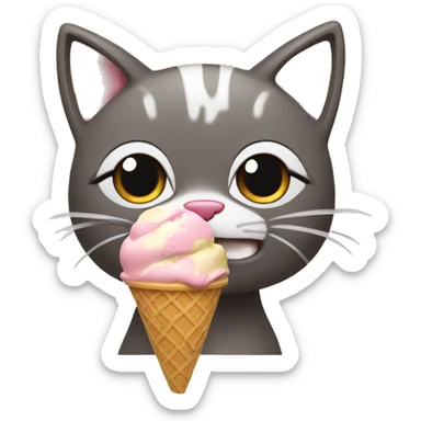 A little cat eating ice cream sticker