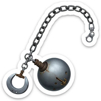 make japan weapon named "kusarigama" like hoe with chain and metal ball at the end of chain sticker