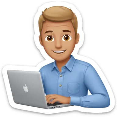 happy man on laptop sticker