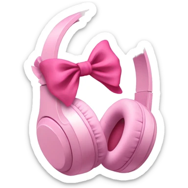 Soft pink headphones with pink bow sticker