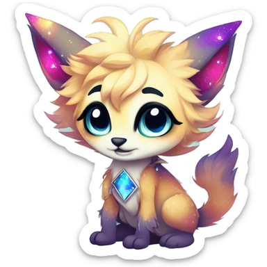 Cool cute Kawaii edgy fantasy animal sparkle fursona Fionbri creature by griffsnuff & LiLaiRa & Falvie full body sticker