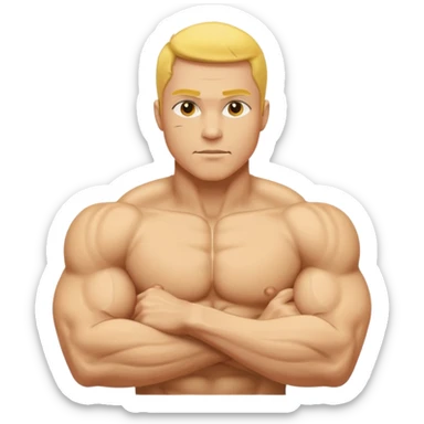 Homem amarelo mostrando o tríceps do braço sticker