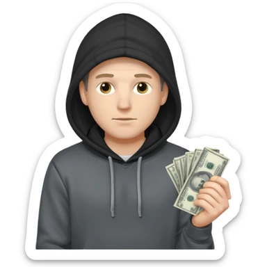 robber with a wad of money but he is white and in black/gray hoodiethis guy with money sticker