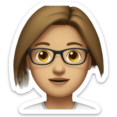 female with glasses and long brown hair ,chubby sticker