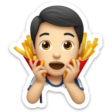 thailand people eat french fries sticker
