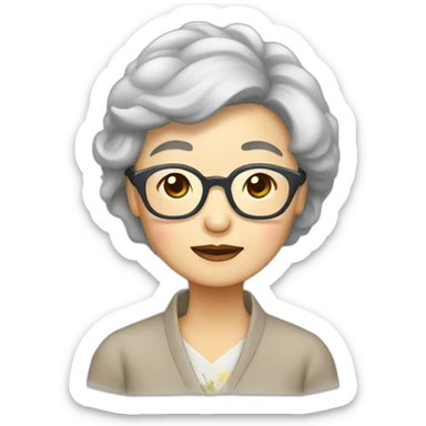 Chinese senior lady wear glasses with sleepylooks sticker